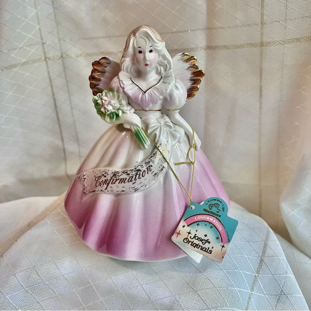 VTG Josef Originals Pink Confirmation Angel Ceramic Figurine by Applause